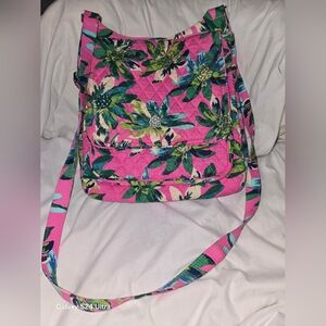 Vera Bradley Quilted Cotton Mailbag Crossbody Bag Handbag Tropical Paradise EUC